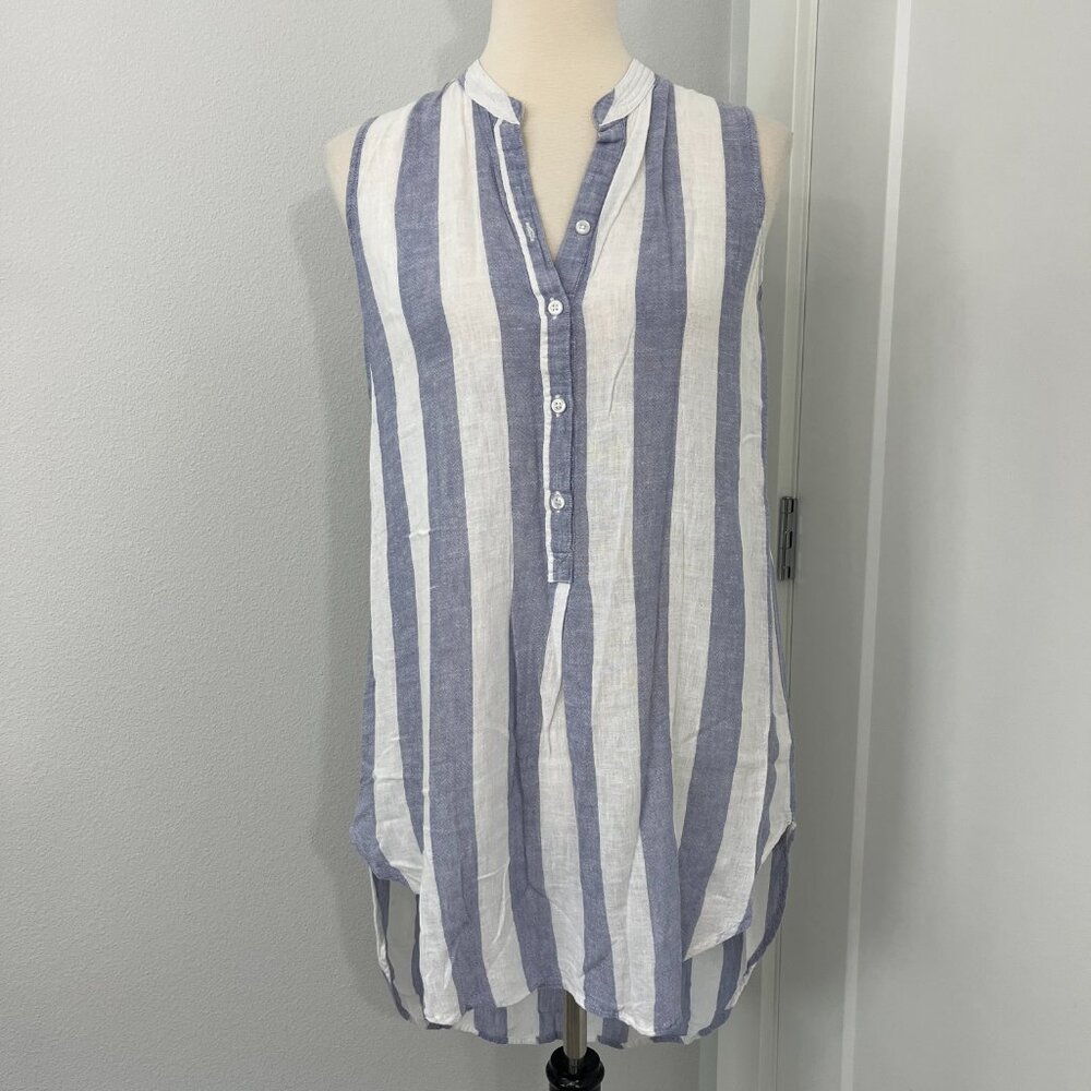 Rails XS Blue, White Stripe Jules Sleeveless Button Down Tunic Top